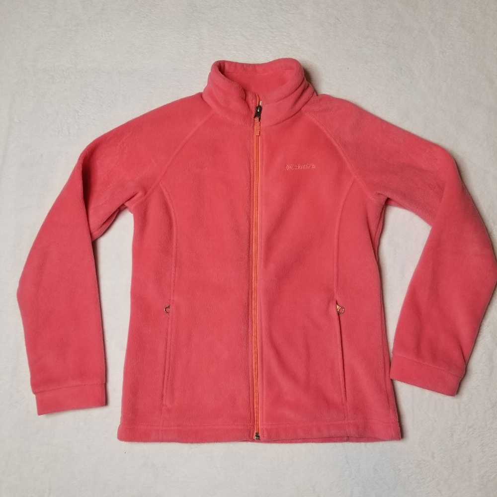 Columbia Girl's Large Pink Fleece Zippered Jacket
